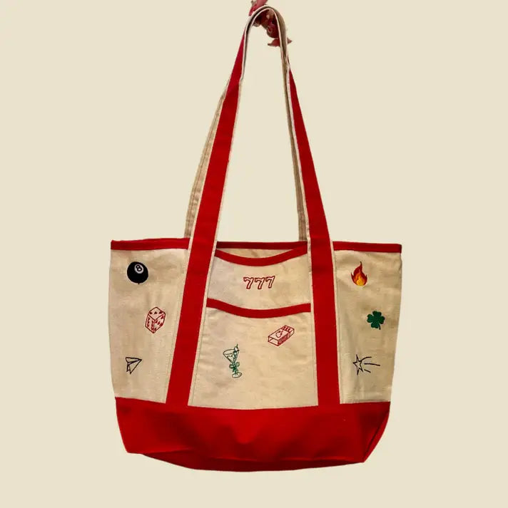 Red Embroidered Tote