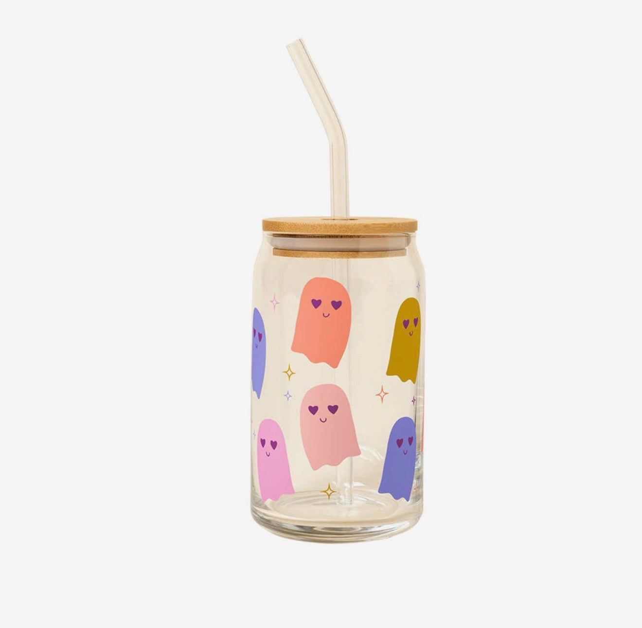 Ghostie Glass Cup with Straw