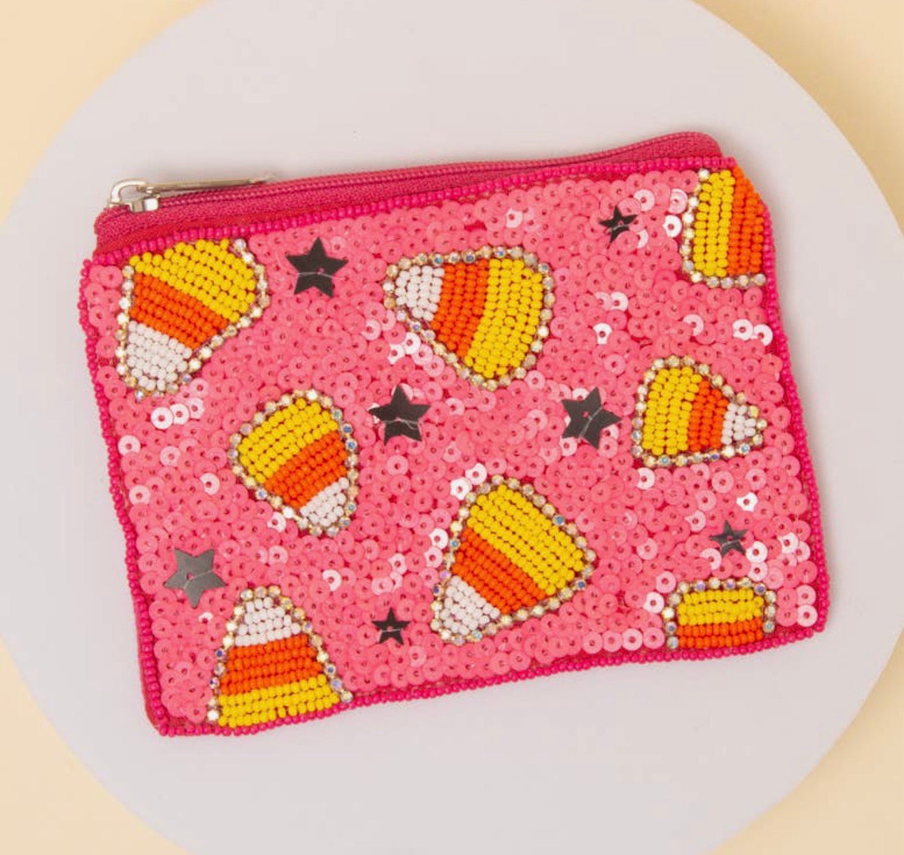 Candy Corn Beaded Pouch