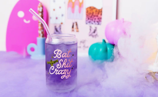 Bat Glass Cup with Straw