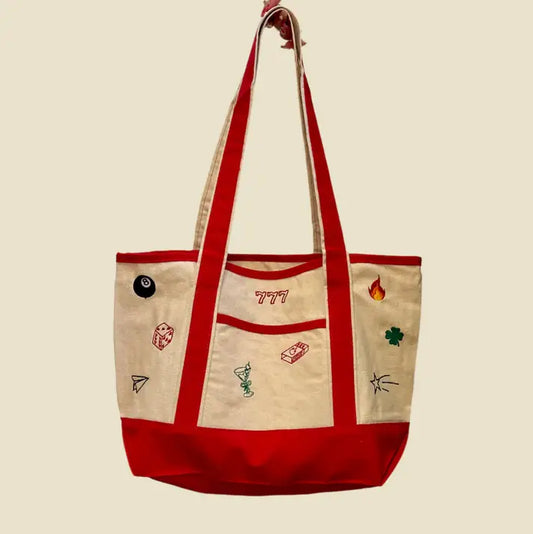 Red Embroidered Tote