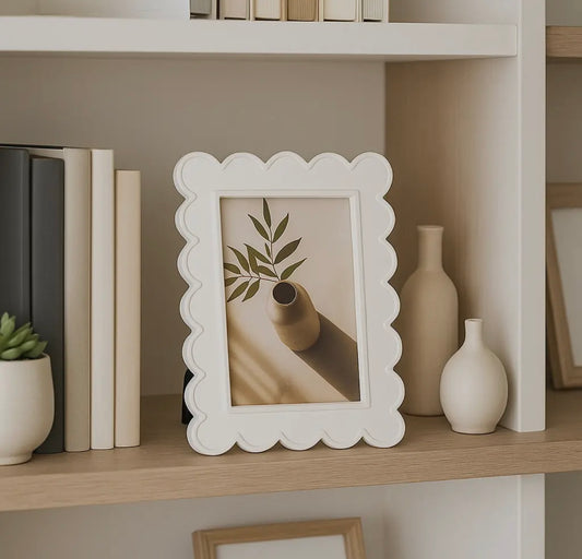 White Resin Scalloped Frame