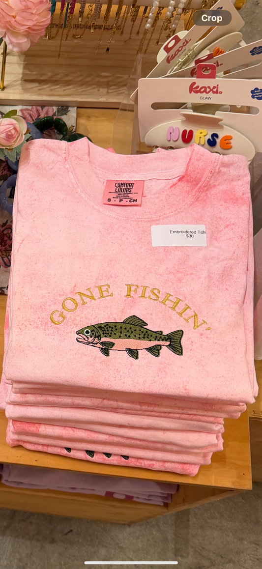 Gone Fishing Embroidered Tee
