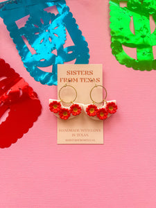 Red Flower Earrings ❤️