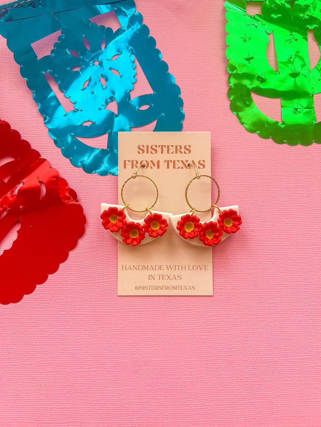 Red Flower Earrings ❤️
