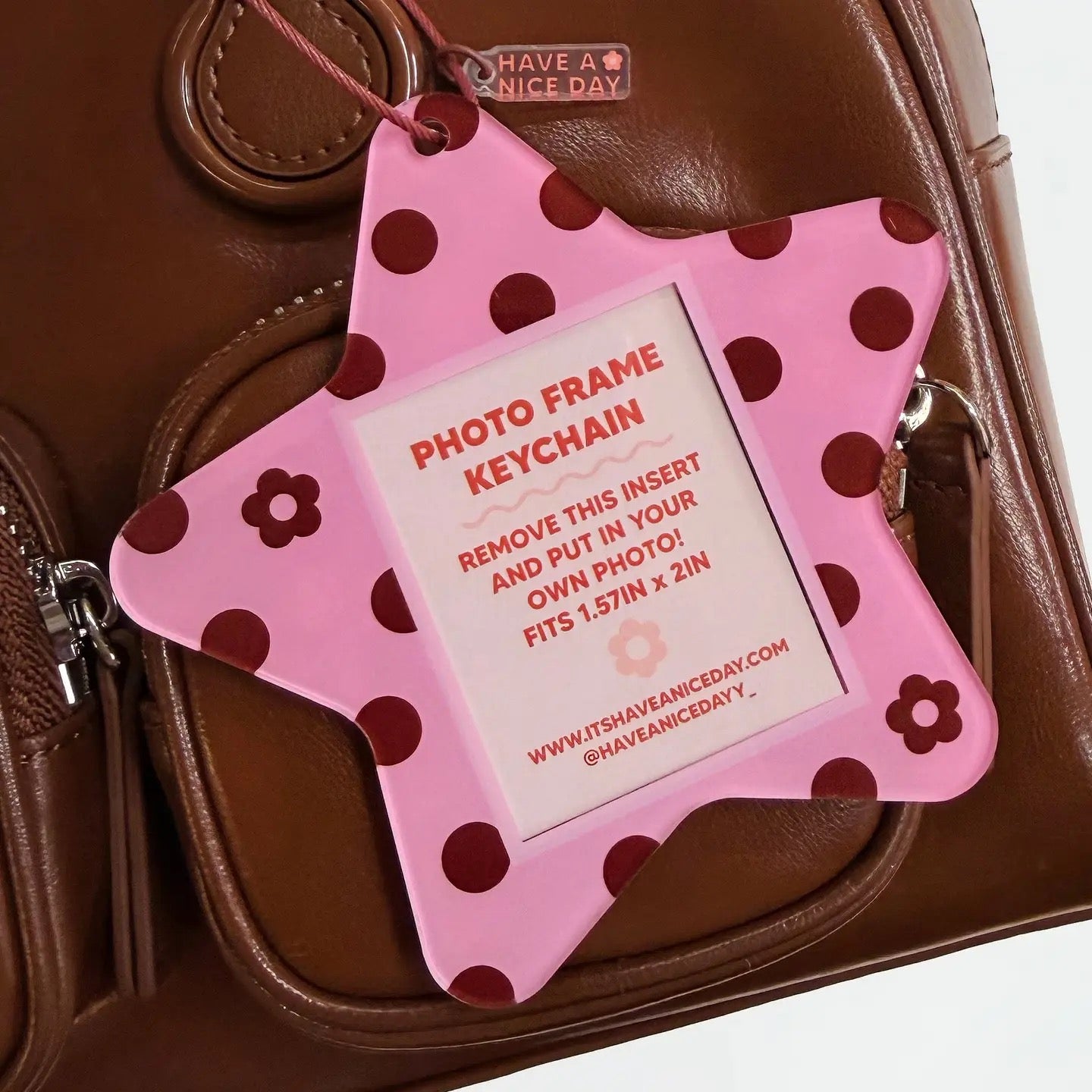Photo Frame Keychain-Polka Dot Star
